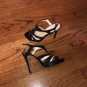 Platform black sparkle heels